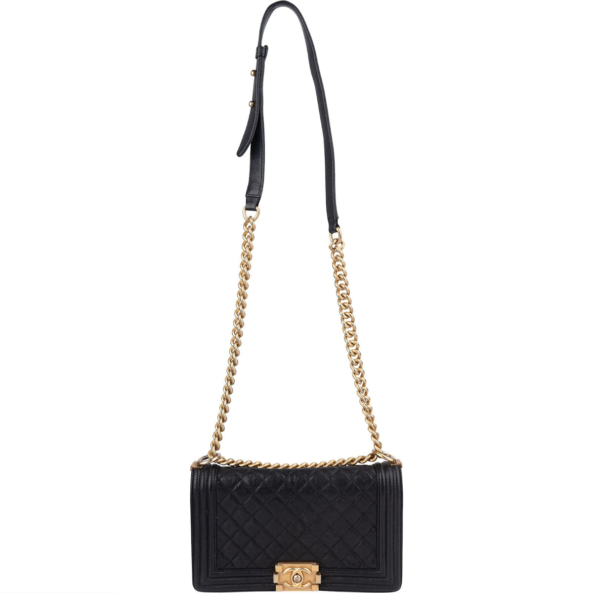 Chanel Quilted Caviar Leather Medium Boy Single Flap Crossbody Bag