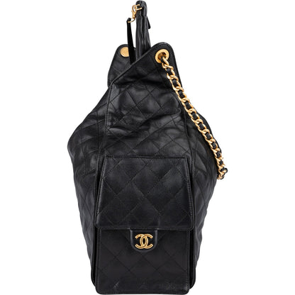 Chanel 25 Quilted Caviar Leather CC Drawstring Shoulder Bag Medium