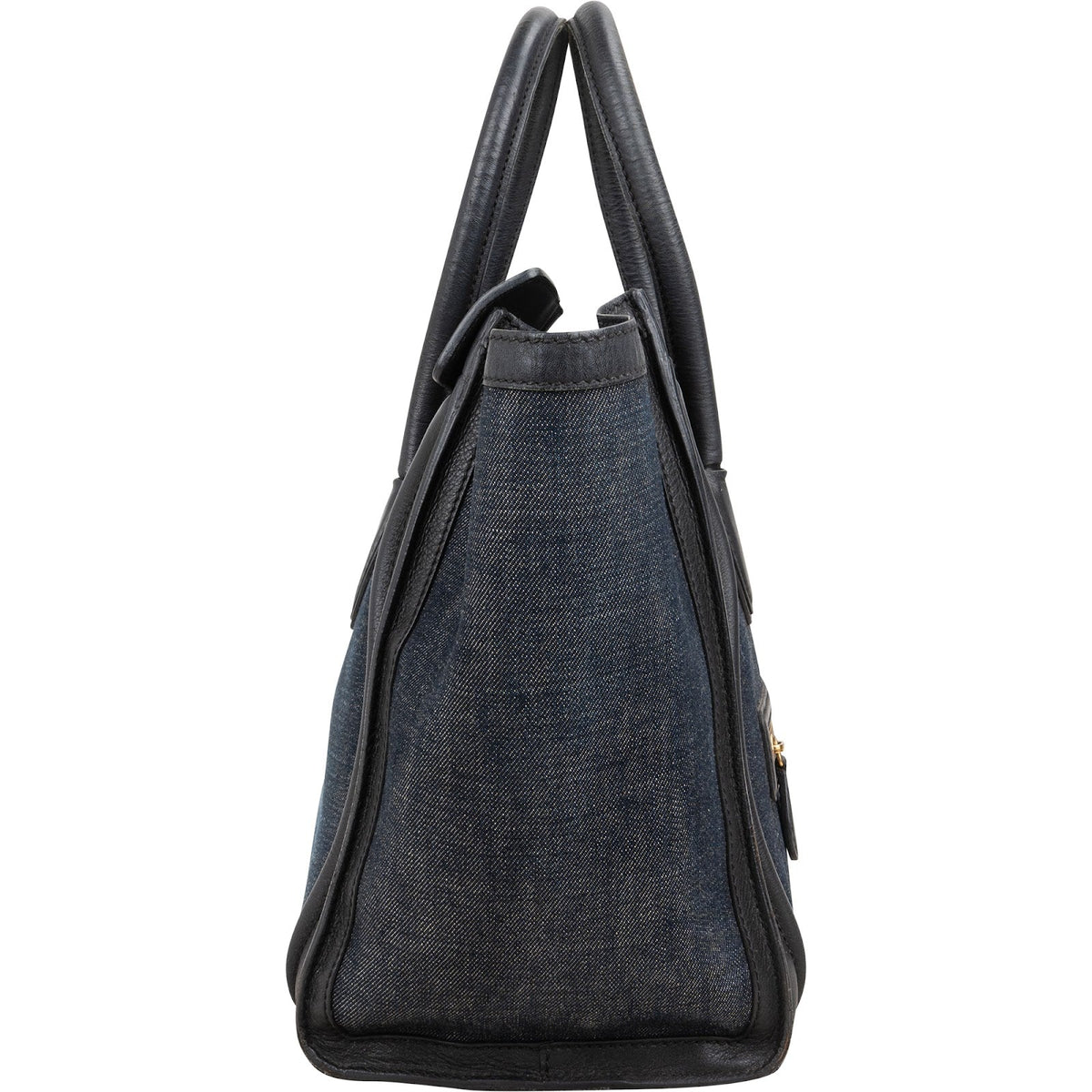 Céline Denim & Leather Luggage Tote Handbag