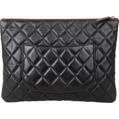 Chanel Black Quilted Lambskin CC Clutch