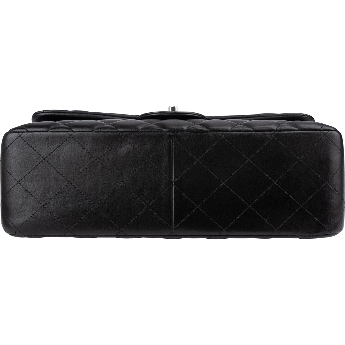 Chanel Quilted Lambskin Palladium Jumbo Double Flap Crossbody Bag