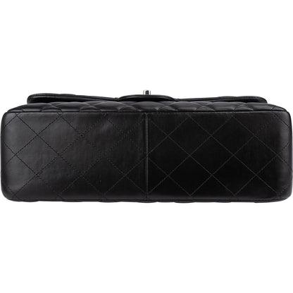 Chanel Quilted Lambskin Palladium Jumbo Double Flap Crossbody Bag