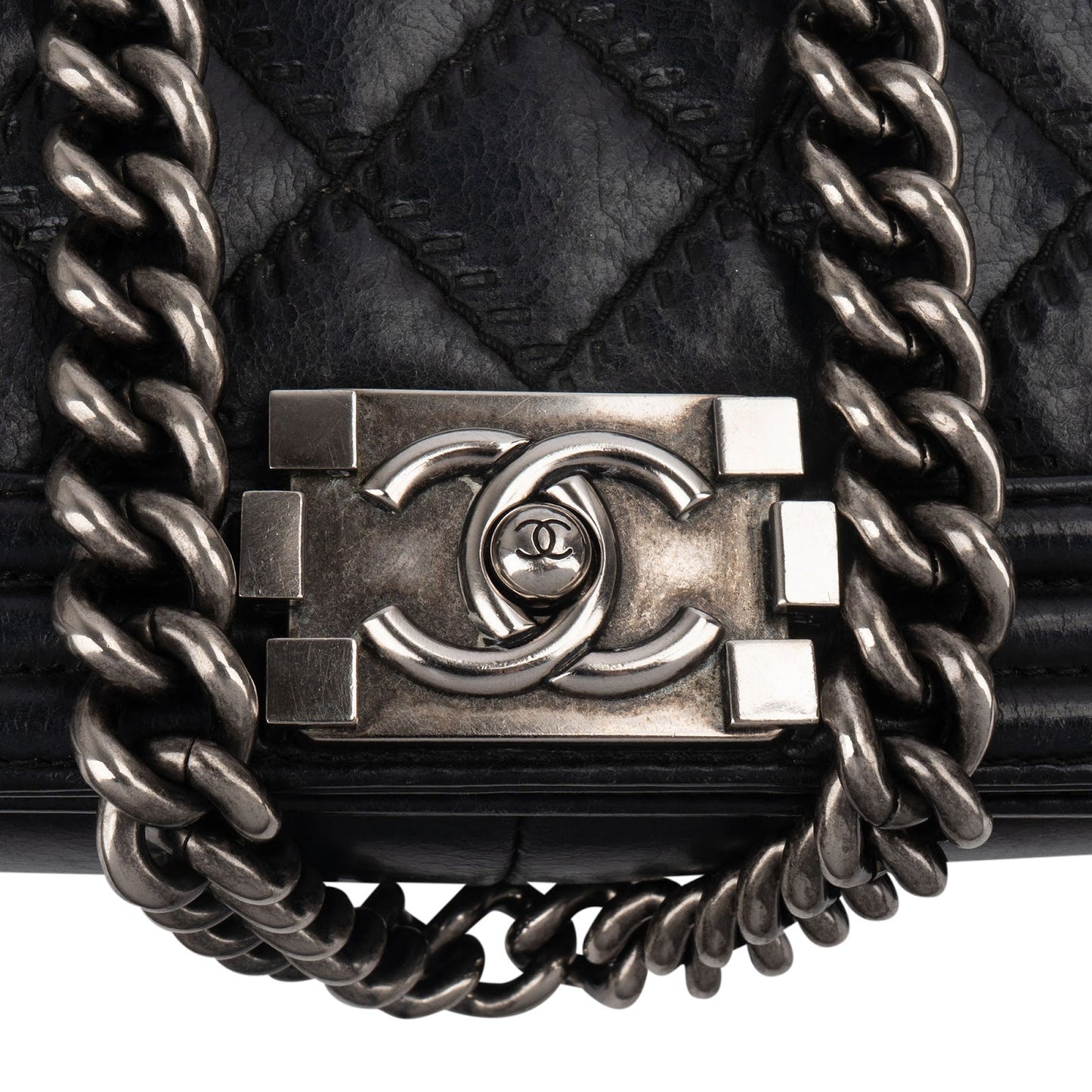 Chanel Aged Quilted Calfskin Medium Boy Crossbody Bag