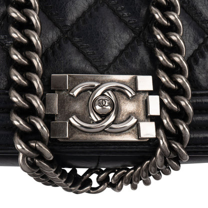 Chanel Aged Quilted Calfskin Medium Boy Crossbody Bag