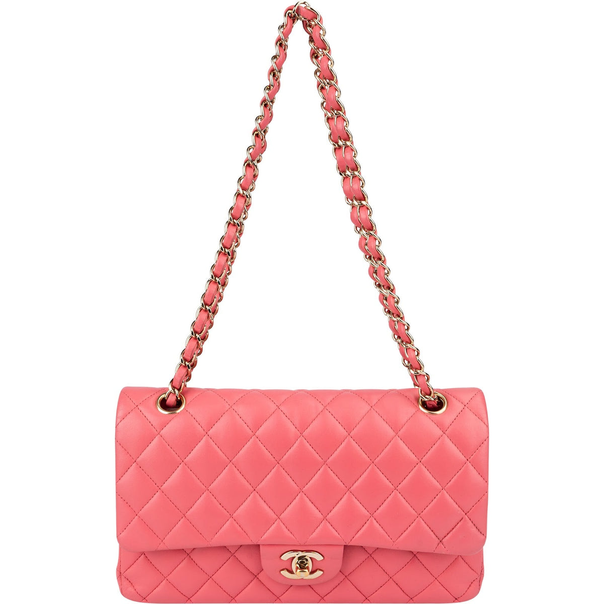 Chanel Quilted Lambskin Gold Medium Double Flap Shoulder Bag