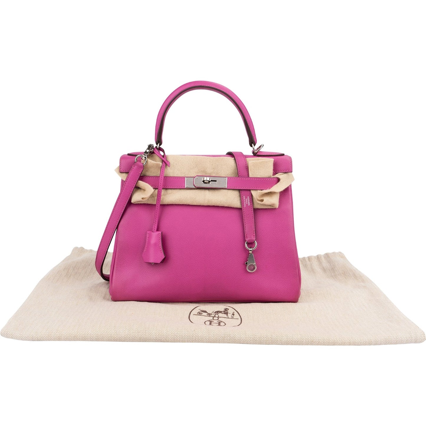 Hermès Pink Chevre Leather Palladium Kelly 28 Handbag