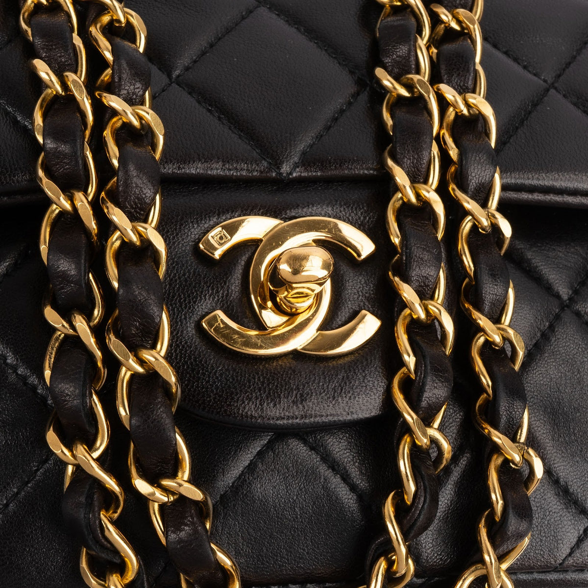 Chanel Quilted Lambskin 24K Gold Double Flap Shoulder Bag