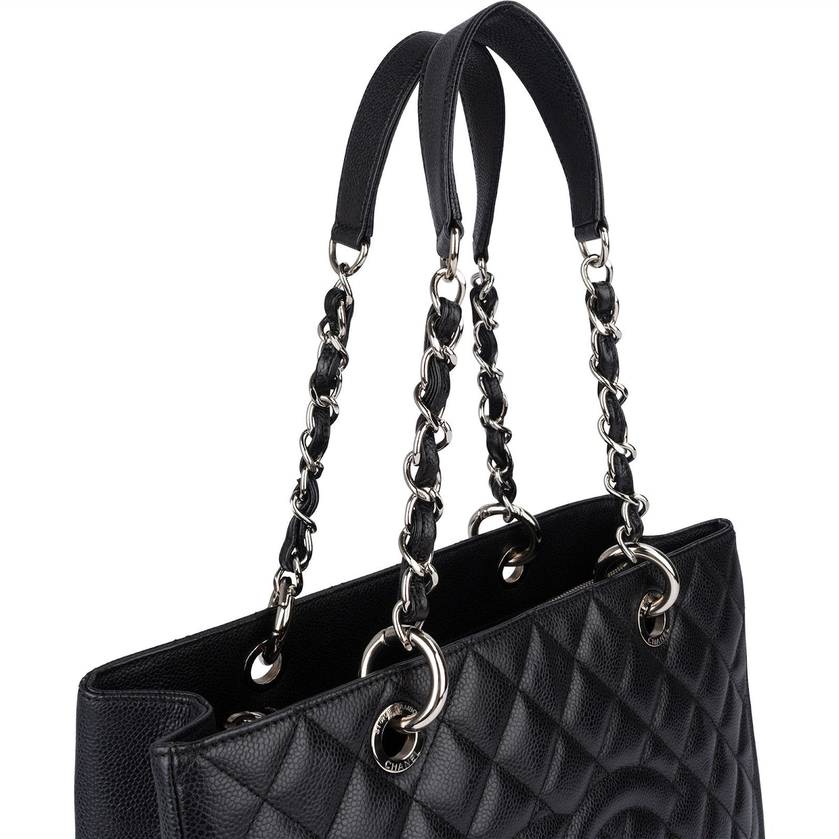 Chanel Quilted Caviar Leather Grand Shopping Tote Shoulder Bag