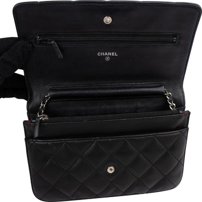 Chanel Quilted Lambskin Palladium Wallet On Chain Crossbody Bag
