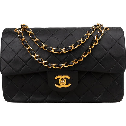 Chanel Quilted Lambskin Small 24K Gold Double Flap Shoulder Bag
