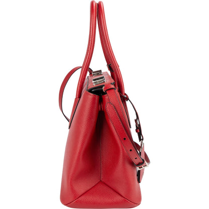 Prada Red Saffiano Leather Double Handbag