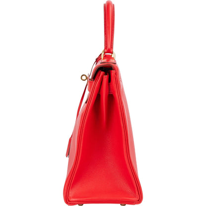 Hermès Rouge Swift Leather Kelly 28 Handbag