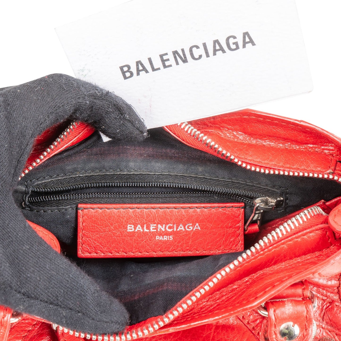 Balenciaga Red Leather Mini City Handbag