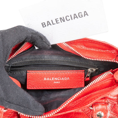 Balenciaga Red Leather Mini City Handbag