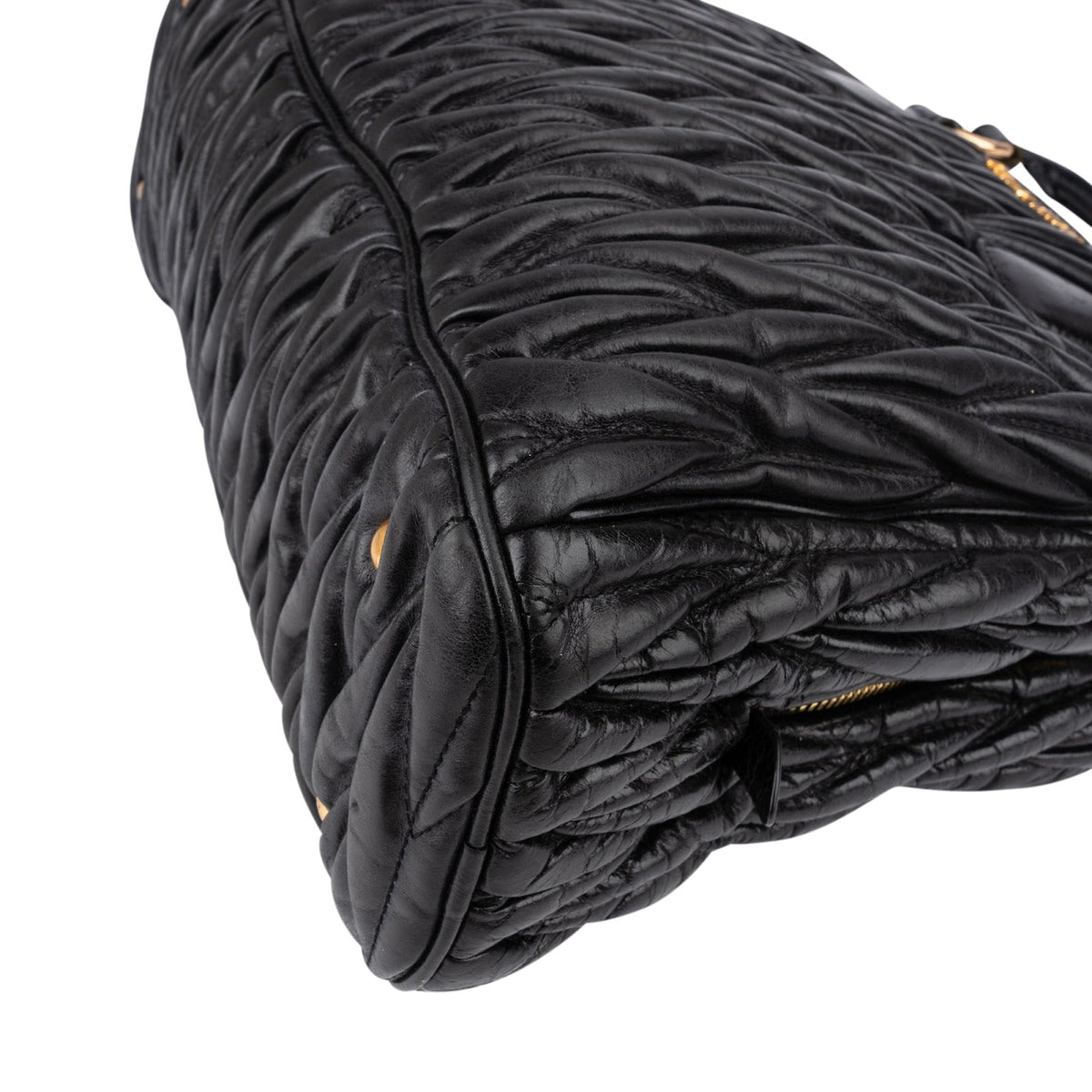 Miu Miu Black Matelassé Nappa Leather Top-Handle Handbag