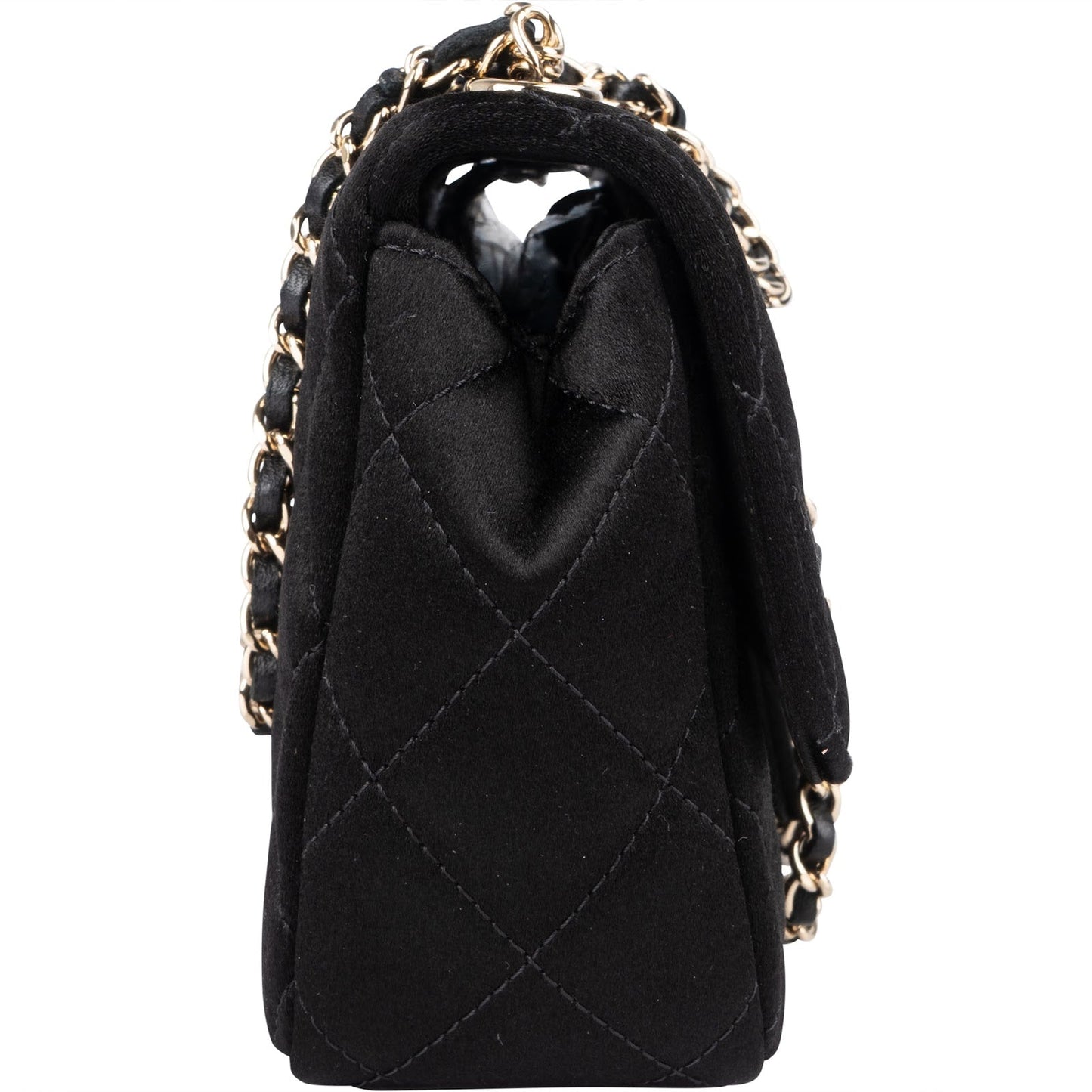 Chanel Quilted Satin Mini Rectangular Single Flap Crossbody Bag