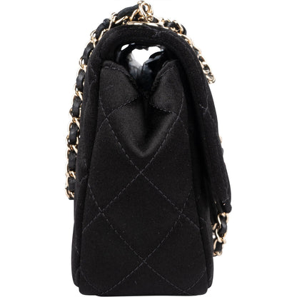 Chanel Quilted Satin Mini Rectangular Single Flap Crossbody Bag