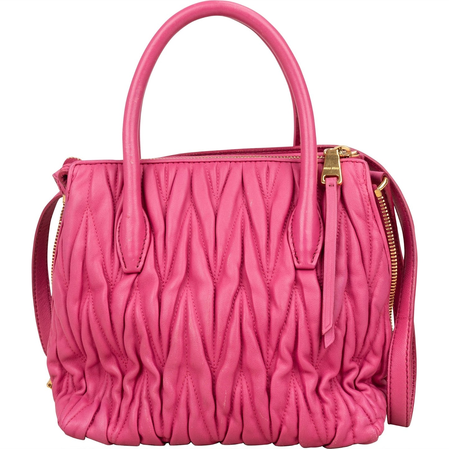 Miu Miu Pink Matelassé Nappa Leather Handbag