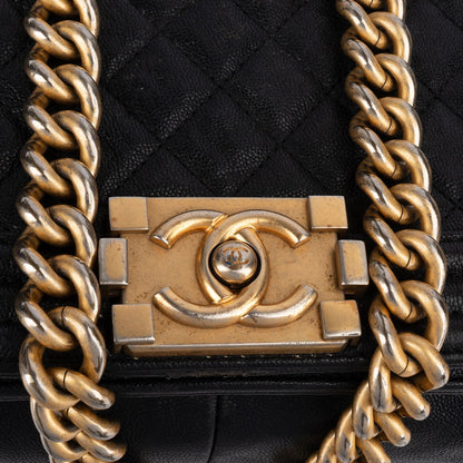 Chanel Quilted Caviar Leather Medium Boy Single Flap Crossbody Bag