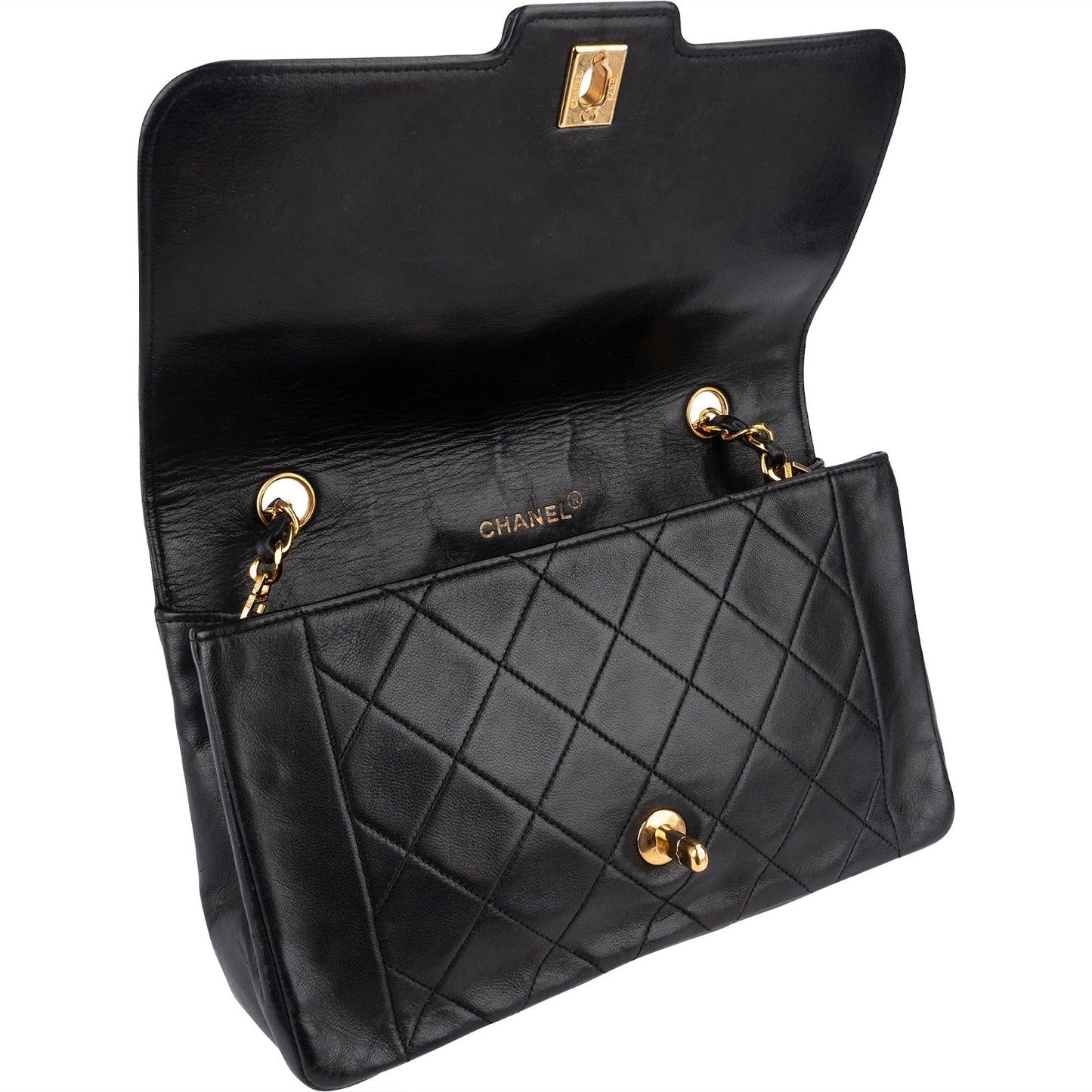 Chanel Quilted Lambskin 24K Gold Single Flap Crossbody Bag