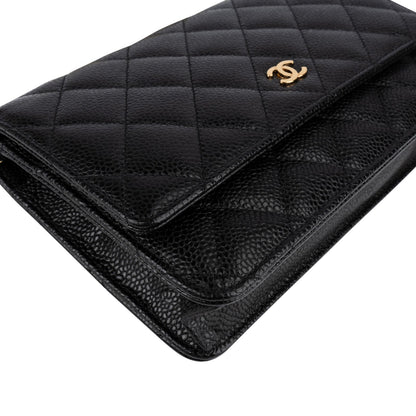 Chanel Quilted Caviar Leather Classic Wallet On Chain Crossbody Bag