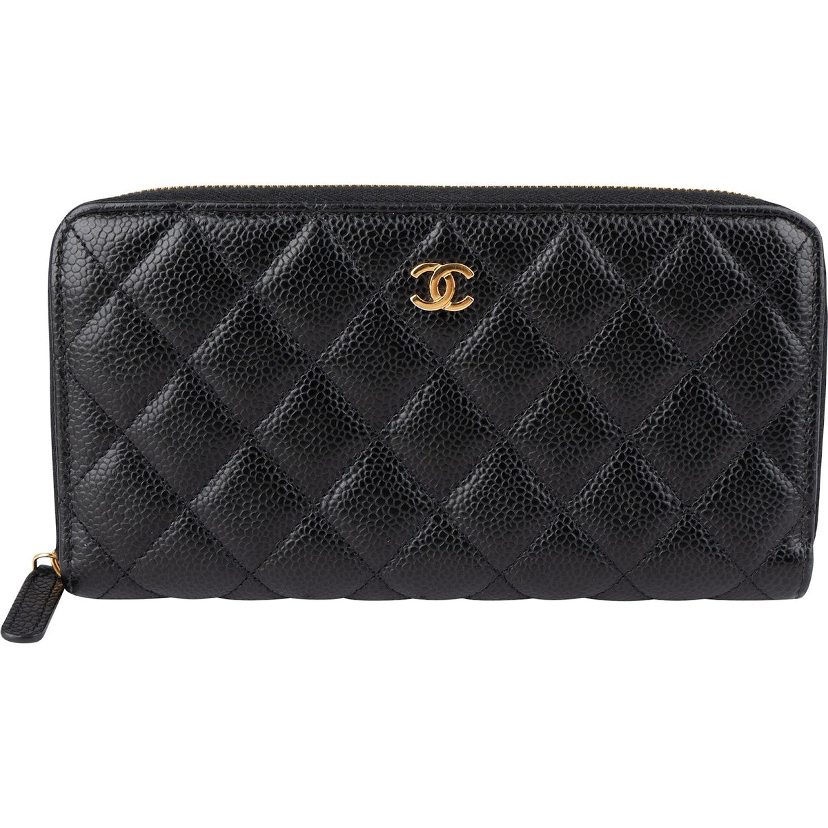 Chanel Quilted Caviar Leather Classic Long Zip Around Wallet