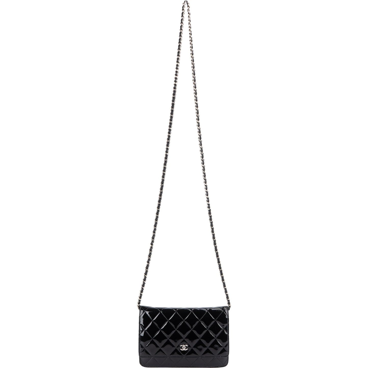 Chanel Quilted Patent Leather Wallet on Chain Crossbody Bag