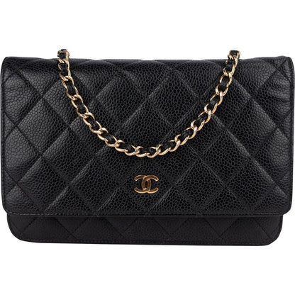 Chanel Quilted Caviar Leather Wallet On Chain Crossbody Bag