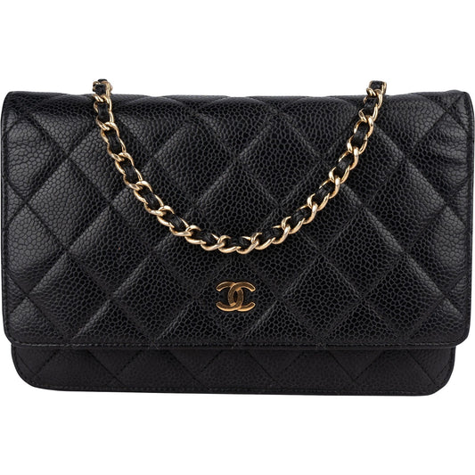 Chanel Quilted Caviar Leather Wallet On Chain Crossbody Bag