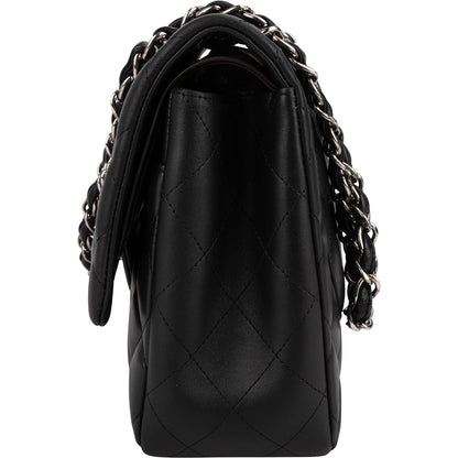 Chanel Quilted Lambskin Palladium Jumbo Double Flap Crossbody Bag