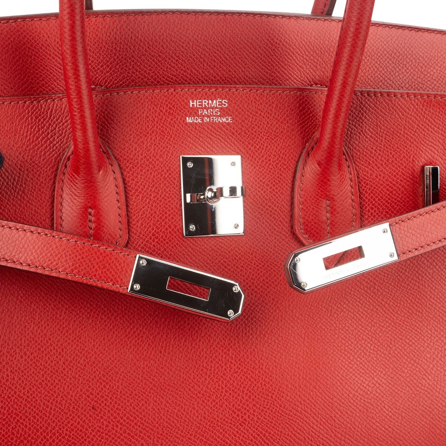 Hermès Rouge Epsom Leather Palladium Birkin 35 Handbag