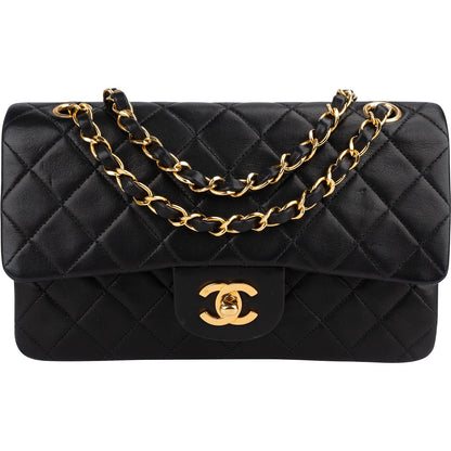 Chanel Quilted Lambskin 24K Gold Small Double Flap Shoulder Bag