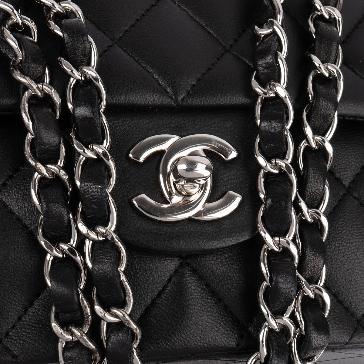 Chanel Quilted Lambskin Palladium Medium Double Flap Shoulder Bag