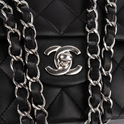 Chanel Quilted Lambskin Palladium Medium Double Flap Shoulder Bag