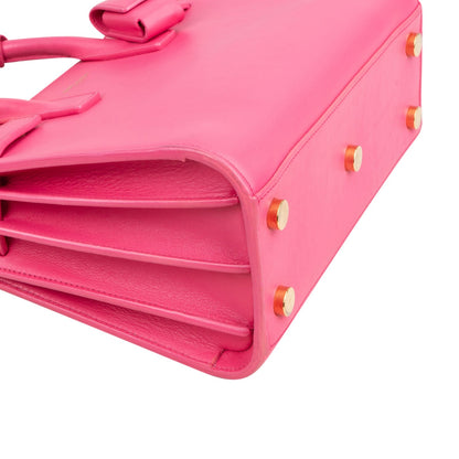Saint Laurent Pink Calfskin Nano Sac De Jour Handbag
