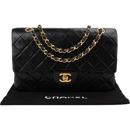 Chanel Quilted Lambskin Medium 24K Gold Double Flap Shoulder Bag
