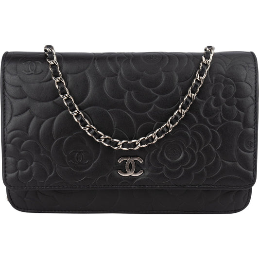Chanel Camellia Lambskin Wallet On Chain Crossbody Bag