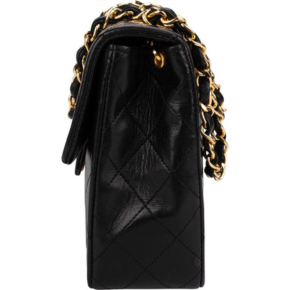 Chanel Quilted Lambskin Rectangular 24K Gold Single Flap Crossbody Bag