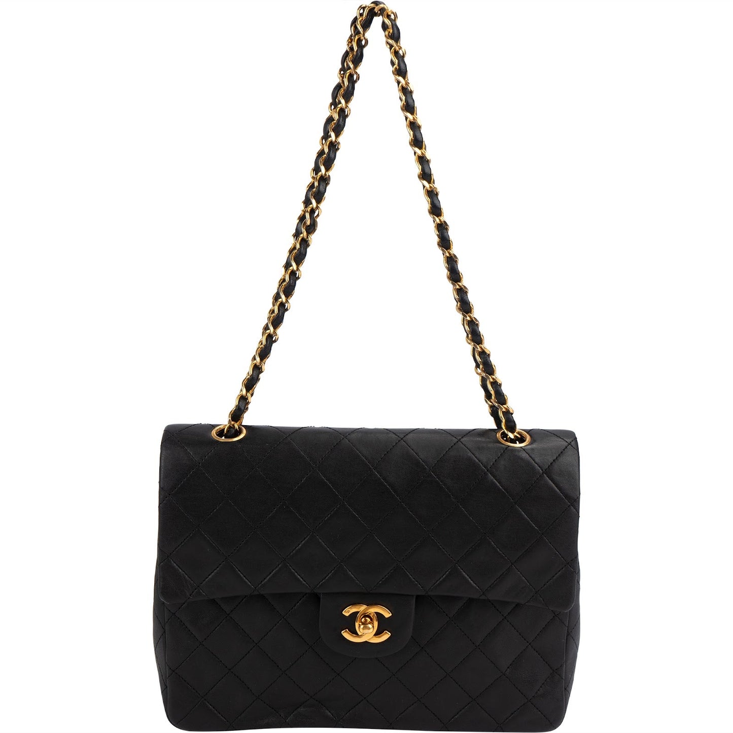 Chanel Quilted Lambskin Medium 24K Gold Double Flap Shoulder Bag