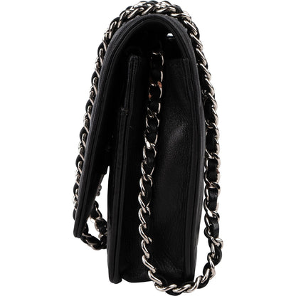 Chanel Camellia Embossed Lambskin Wallet On Chain Crossbody Bag