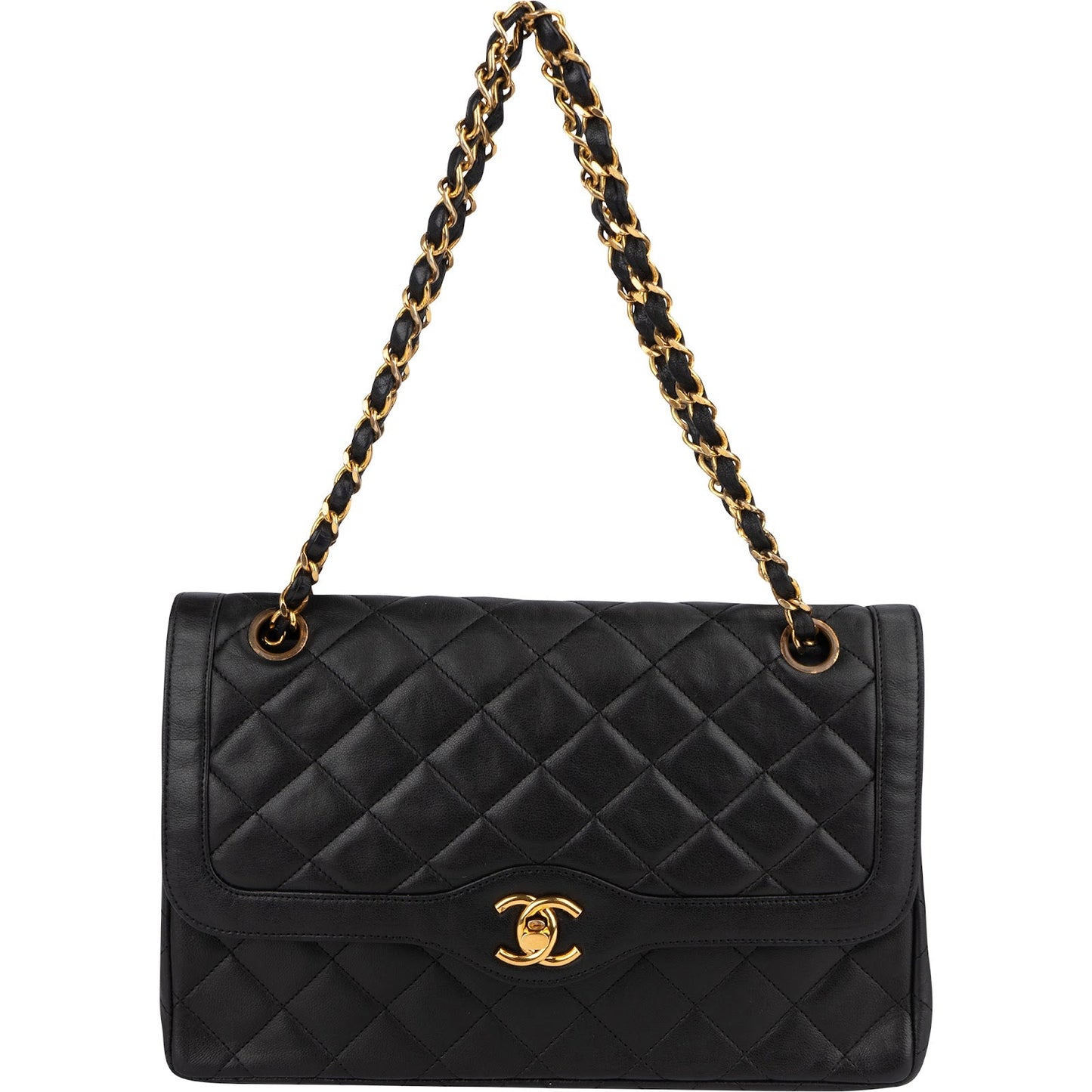 Chanel Quilted Lambskin 24K Gold Double Flap Shoulder Bag