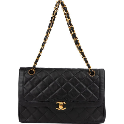 Chanel Quilted Lambskin 24K Gold Double Flap Shoulder Bag