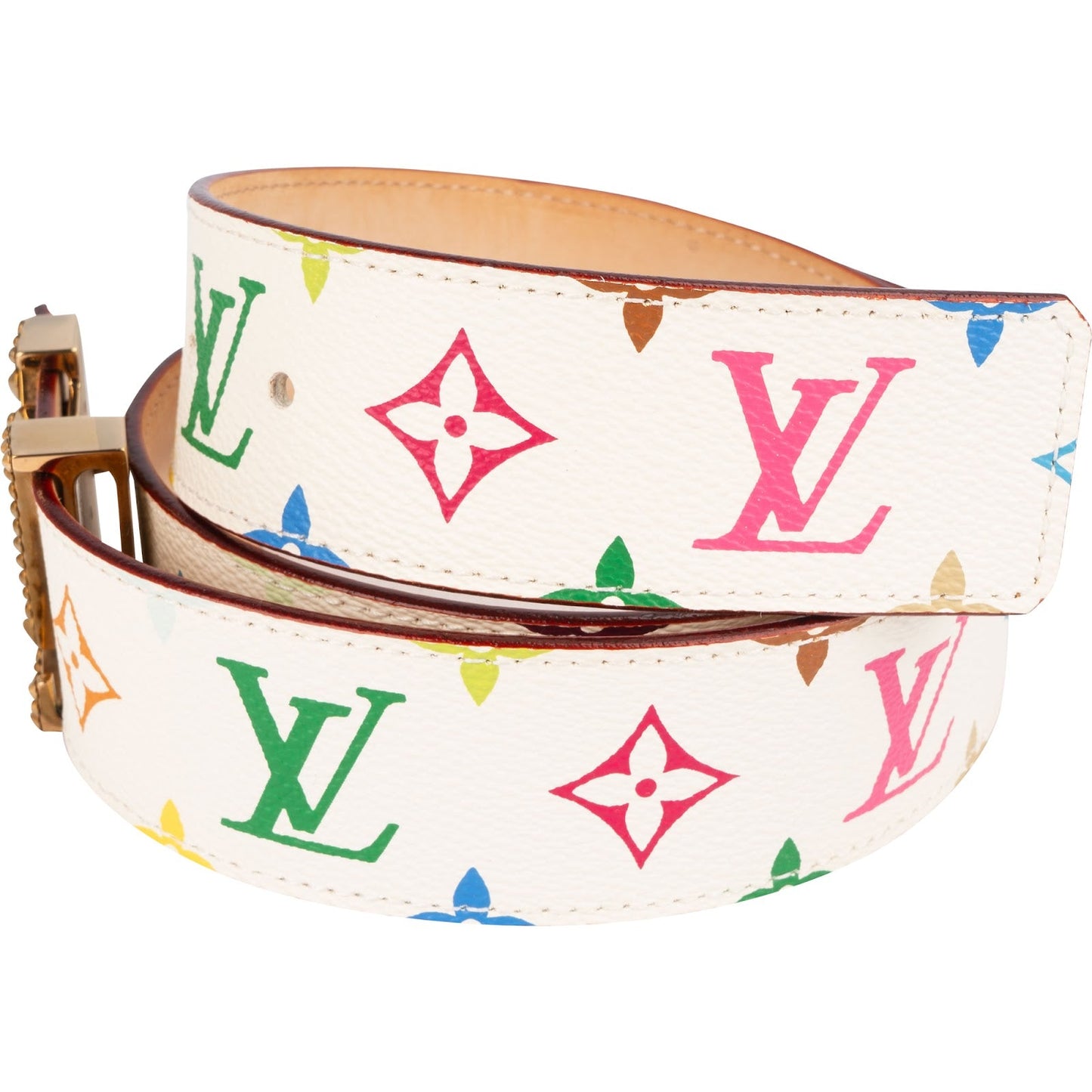 Louis Vuitton Monogram Murakami Multicolor Initiales Studded Pyramide Belt (80 / 32) M6909