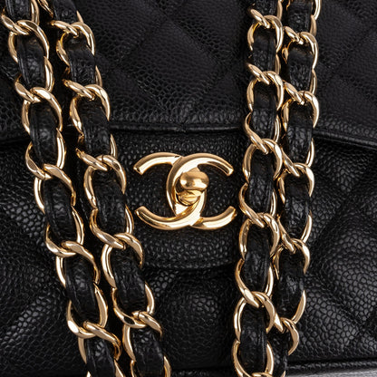 Chanel Quilted Caviar Leather Jumbo Double Flap Crossbody Bag