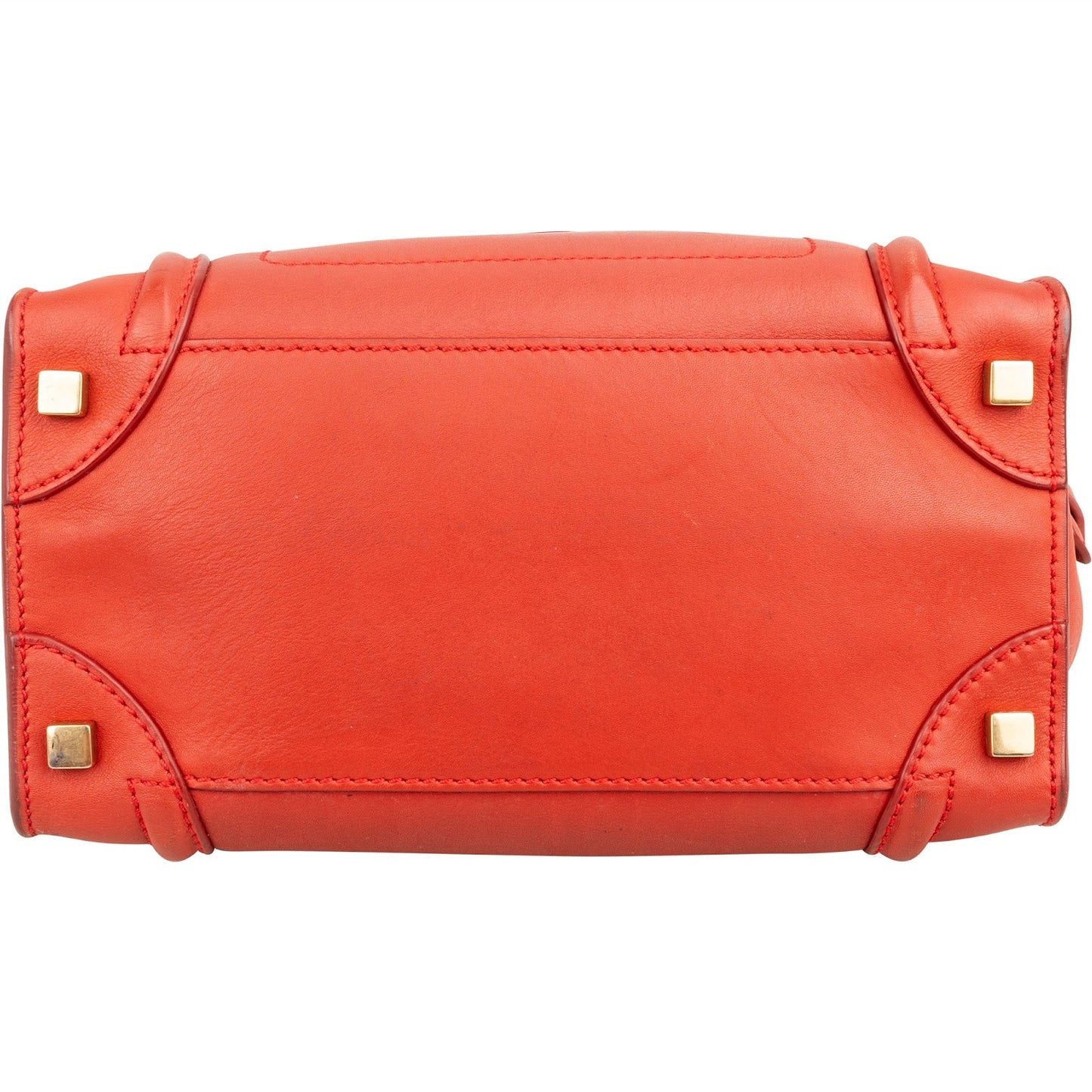 Céline Red Calf Leather Luggage Handbag