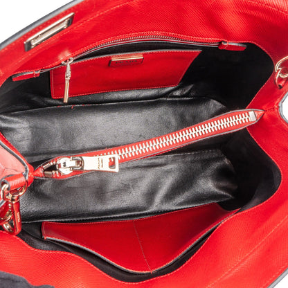 Prada Red Saffiano Leather Double Handbag