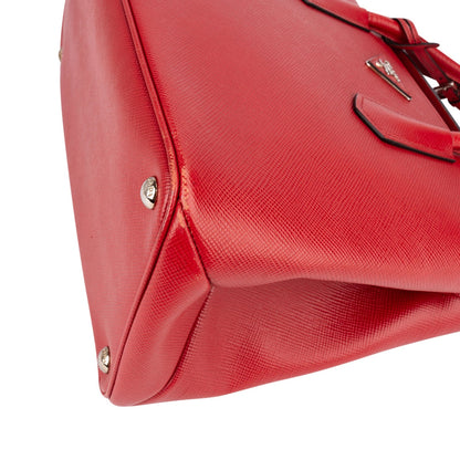 Prada Red Saffiano Leather Double Handbag