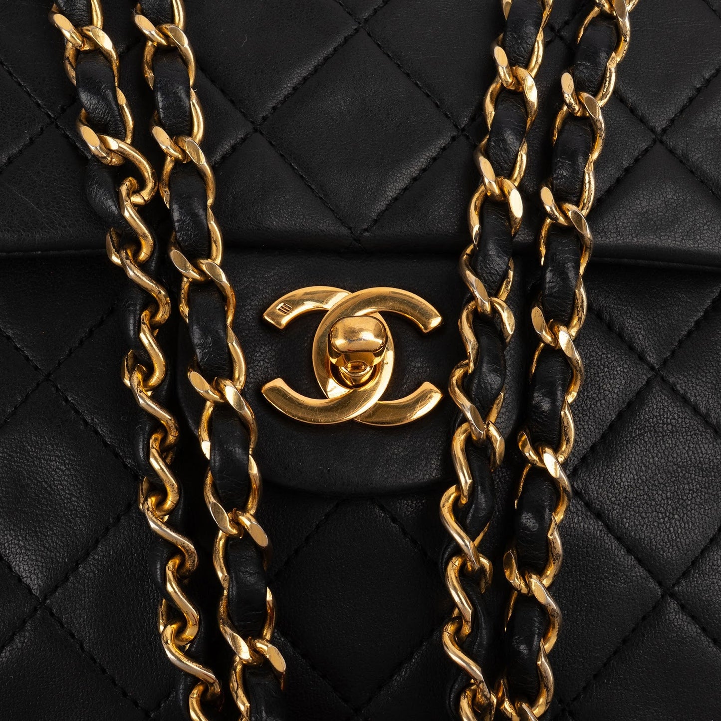 Chanel Quilted Lambskin Medium 24K Gold Double Flap Shoulder Bag