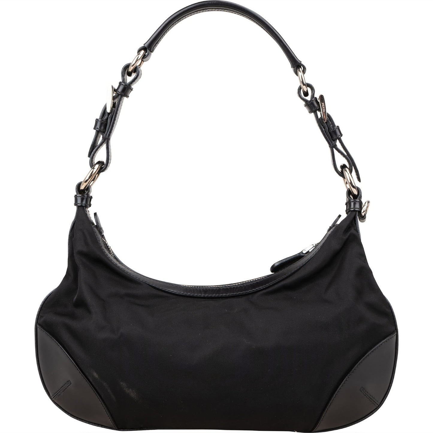 Prada Tessuto and Leather Triangle Hobo Shoulder Bag