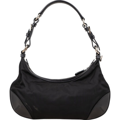 Prada Tessuto and Leather Triangle Hobo Shoulder Bag